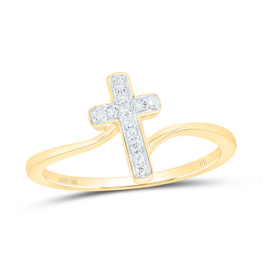 10kt Yellow Or White Gold Diamond Cross Wedding Engagement Anniversary Ring