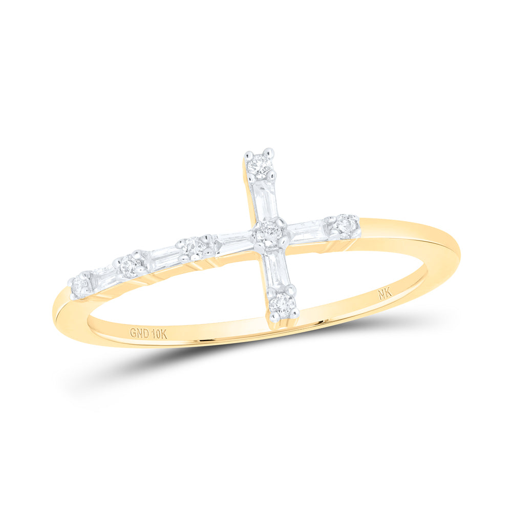 10kt Yellow Or White Or Rose Gold Diamond Cross Wedding Engagement Anniversary Ring