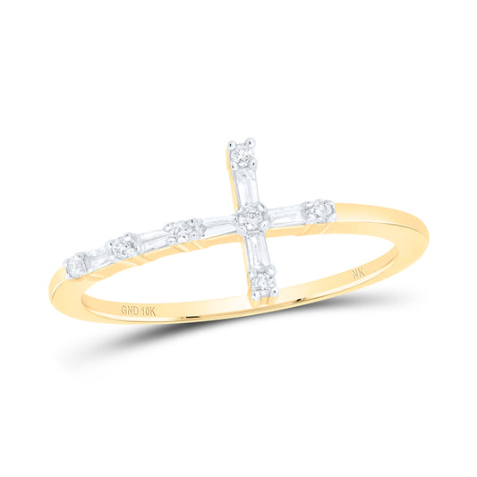 10kt Yellow Or White Or Rose Gold Diamond Cross Wedding Engagement Anniversary Ring