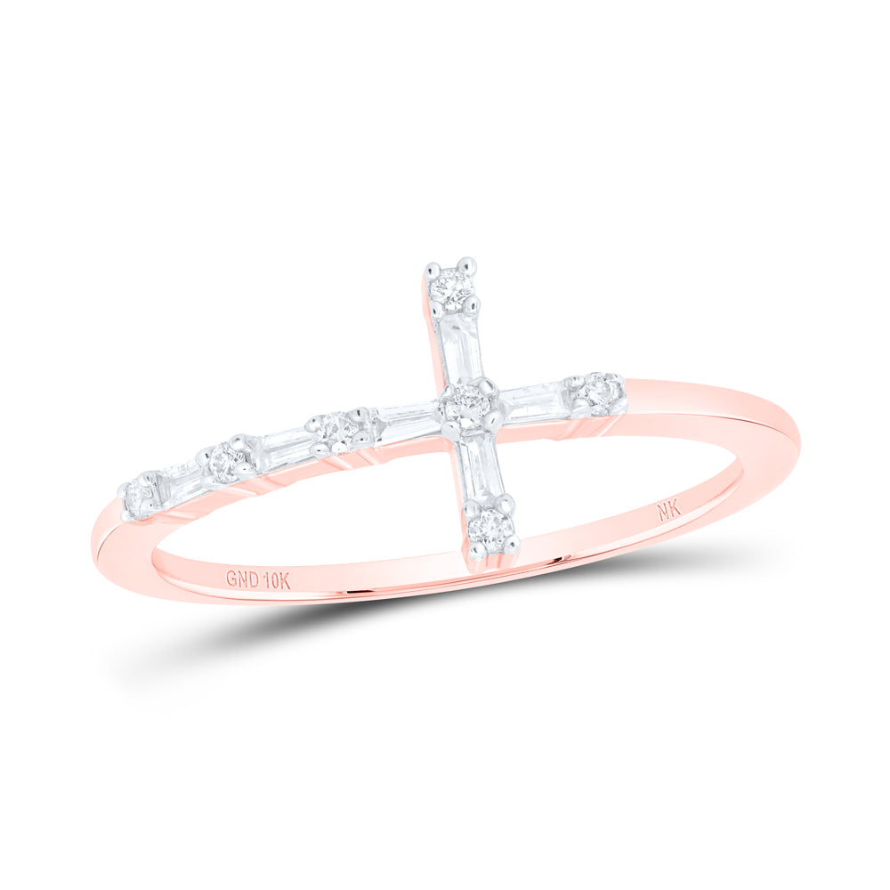 10kt Yellow Or White Or Rose Gold Diamond Cross Wedding Engagement Anniversary Ring