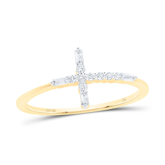 10kt Yellow Or White Gold Diamond Cross Wedding Engagement Anniversary Ring
