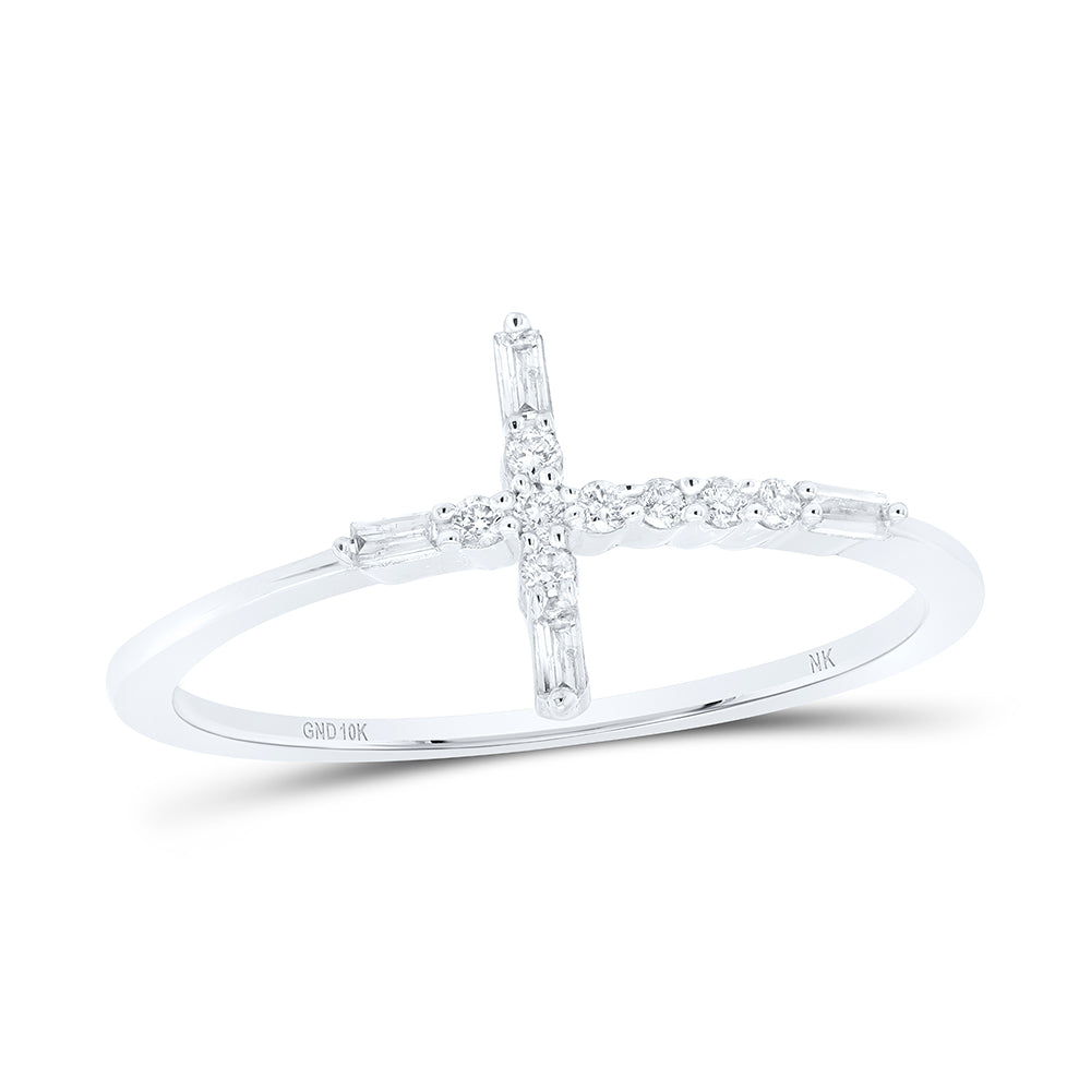 10kt Yellow Or White Gold Diamond Cross Wedding Engagement Anniversary Ring