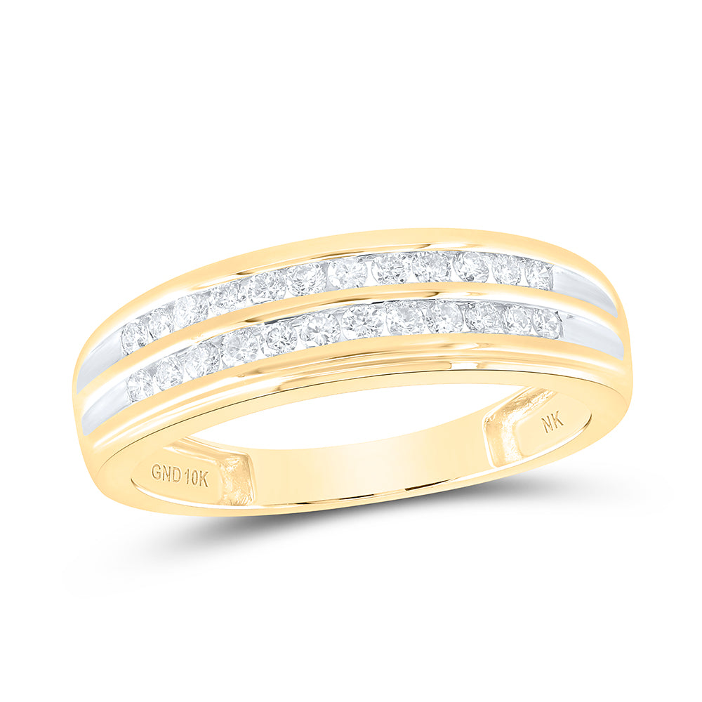10kt Yellow Gold 3/8 Cttw Diamond Mens Band, Men Size: 8-12