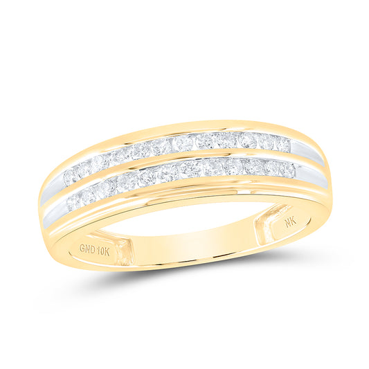 10kt Yellow Gold 3/8 Cttw Diamond Mens Band, Men Size: 8-12