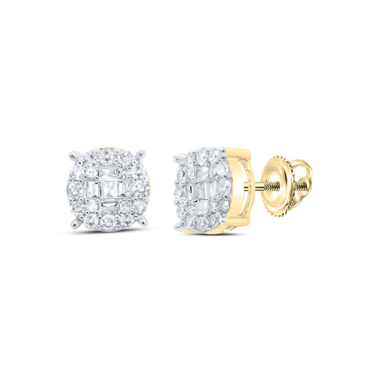 10kt Yellow Gold 1/4 Cttw Diamond Round Shape Earring