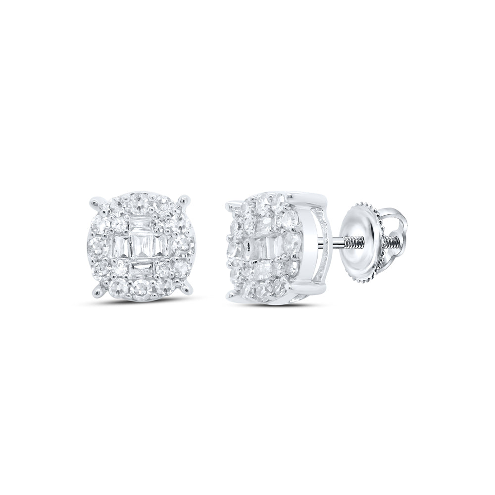 10kt White Gold 1/4 Cttw Diamond Round Shape Earring