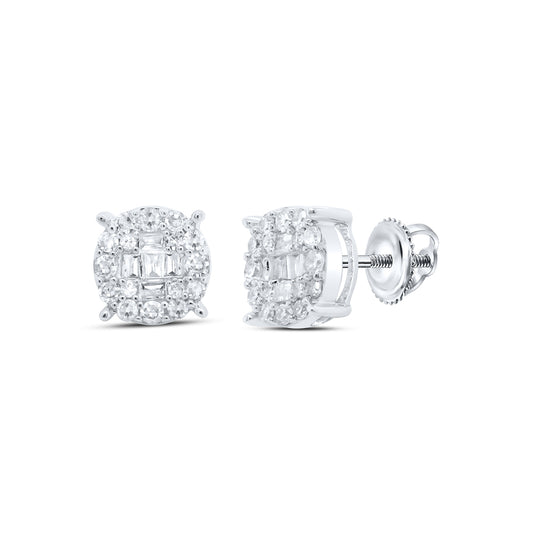 10kt White Gold 1/4 Cttw Diamond Round Shape Earring