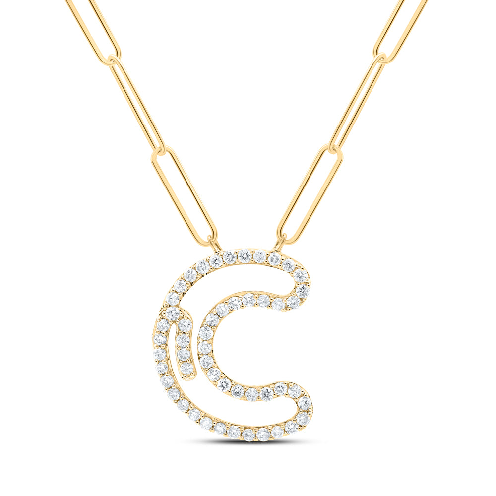 10K Yellow Gold 1/3Ctw Natural Diamond Initial Necklace - 18 Inch