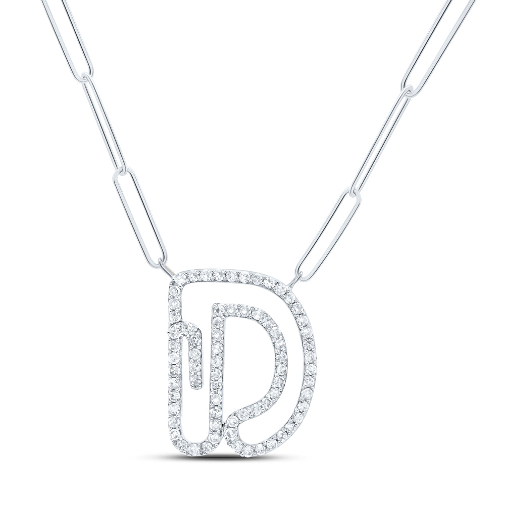 10kt Yellow Or White Gold Diamond Initial Necklace, Length: 18 Inch