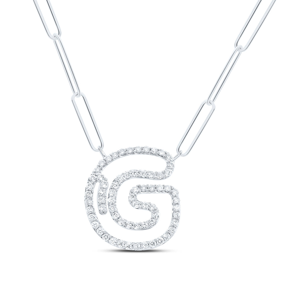10kt Yellow Or White Gold Diamond Initial Necklace, Length: 18 Inch