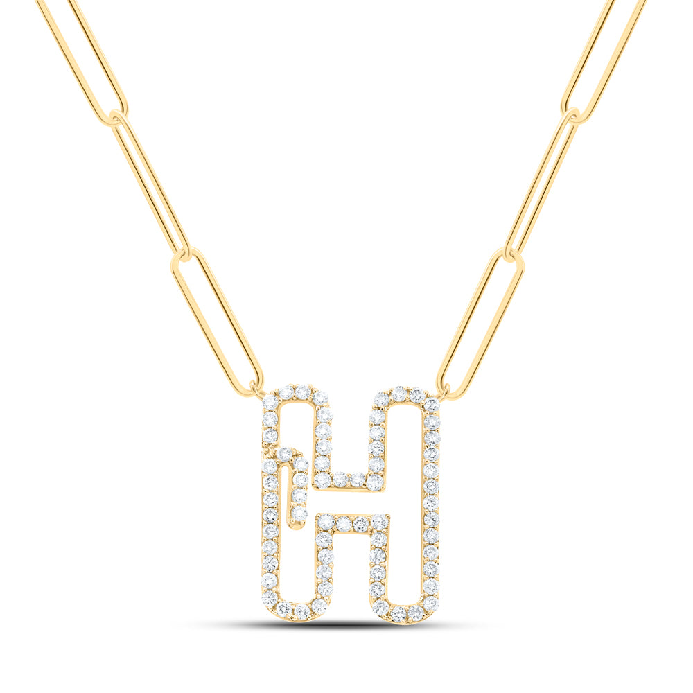 10kt Yellow Or White Gold Diamond Initial Necklace, Length: 18 Inch