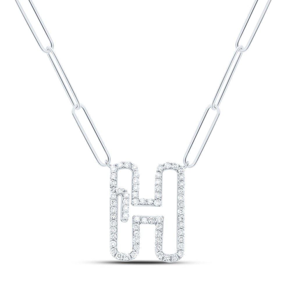 10kt Yellow Or White Gold Diamond Initial Necklace, Length: 18 Inch
