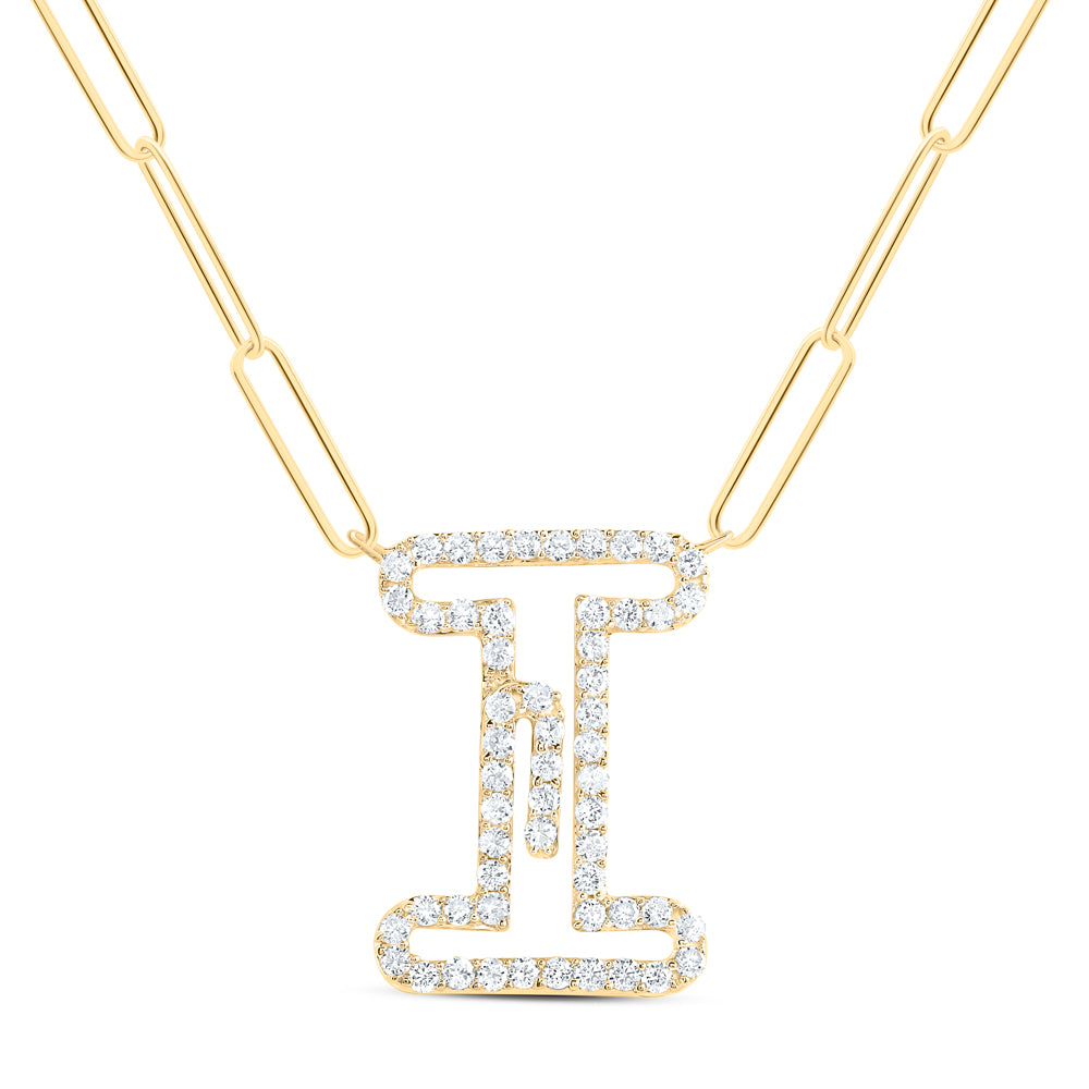 10kt Yellow Or White Gold Diamond Initial Necklace, Length: 18 Inch