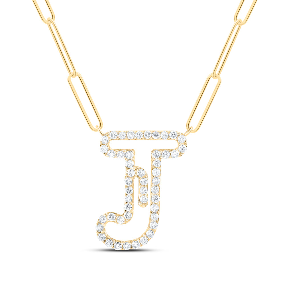 10kt Yellow Or White Gold Diamond Initial Necklace, Length: 18 Inch