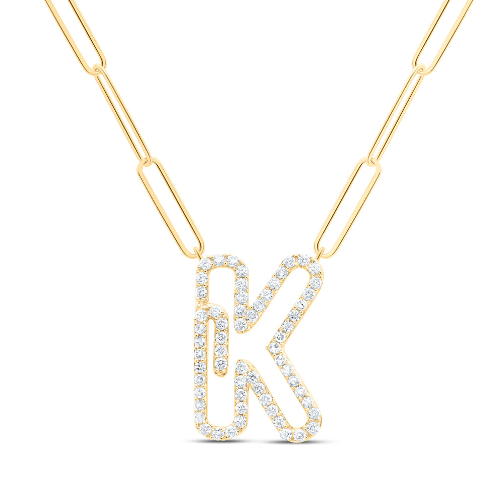 10kt Yellow Or White Gold Diamond Initial Necklace, Length: 18 Inch