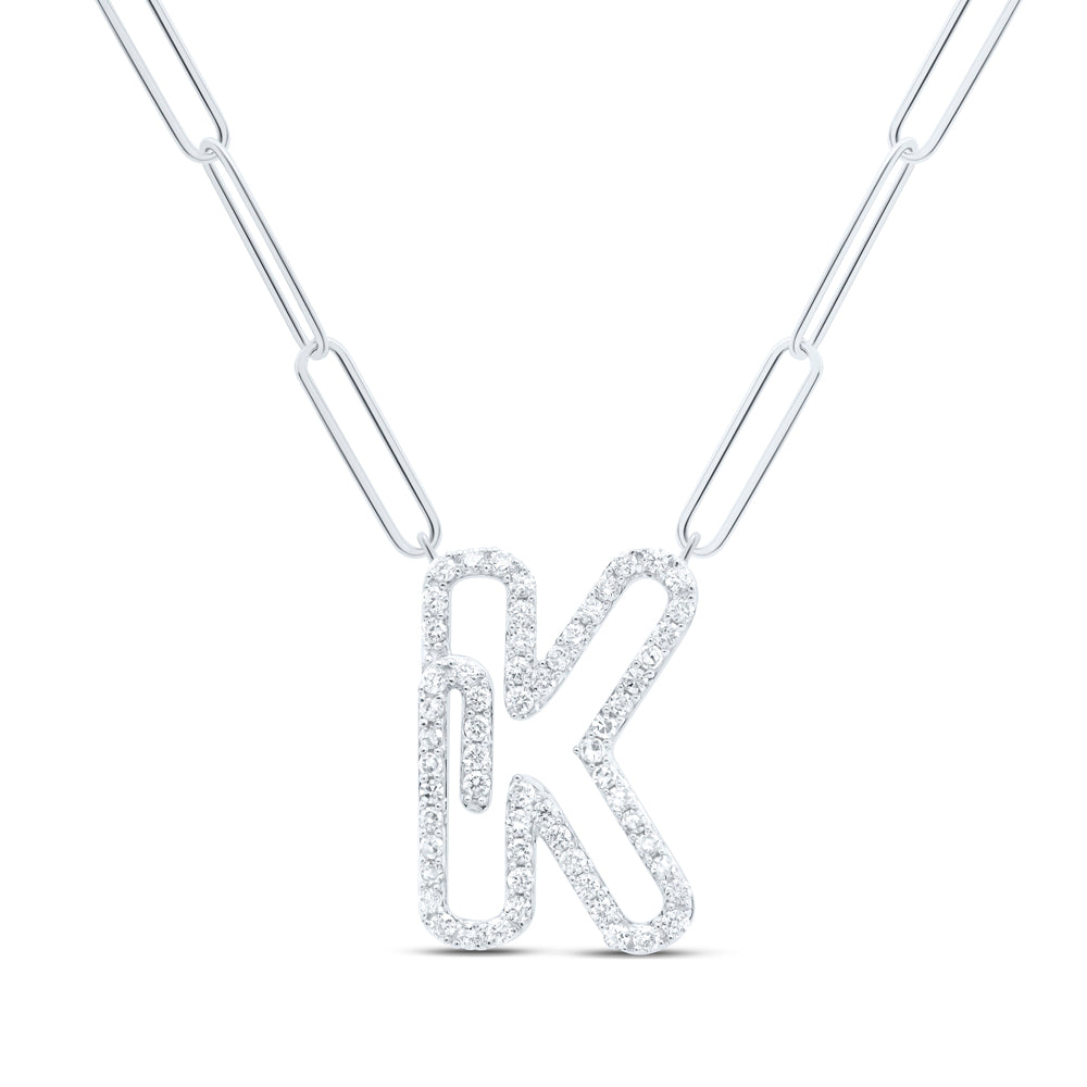 10kt Yellow Or White Gold Diamond Initial Necklace, Length: 18 Inch