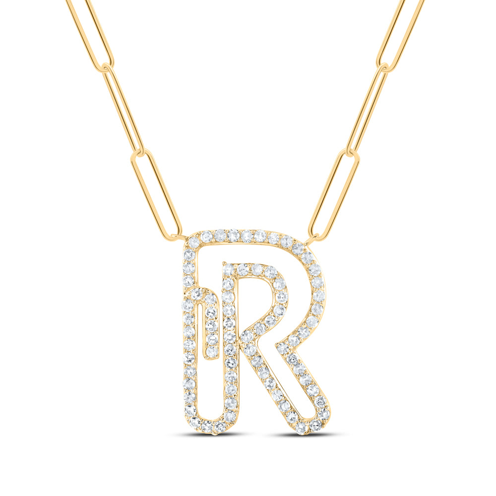 10kt Yellow Or White Gold Diamond Initial Necklace, Length: 18 Inch
