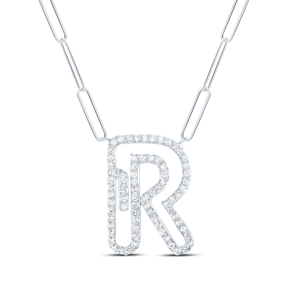 10kt Yellow Or White Gold Diamond Initial Necklace, Length: 18 Inch