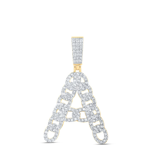 10kt Yellow Gold Diamond Cuban Initial Mens Pendant