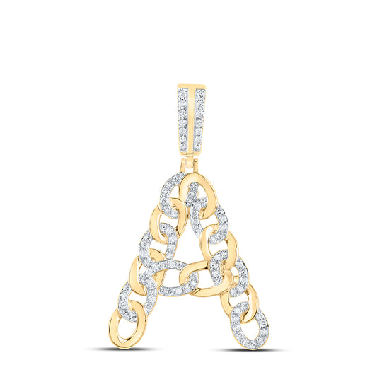 10kt Yellow Gold Diamond Cuban Initial Mens Pendant