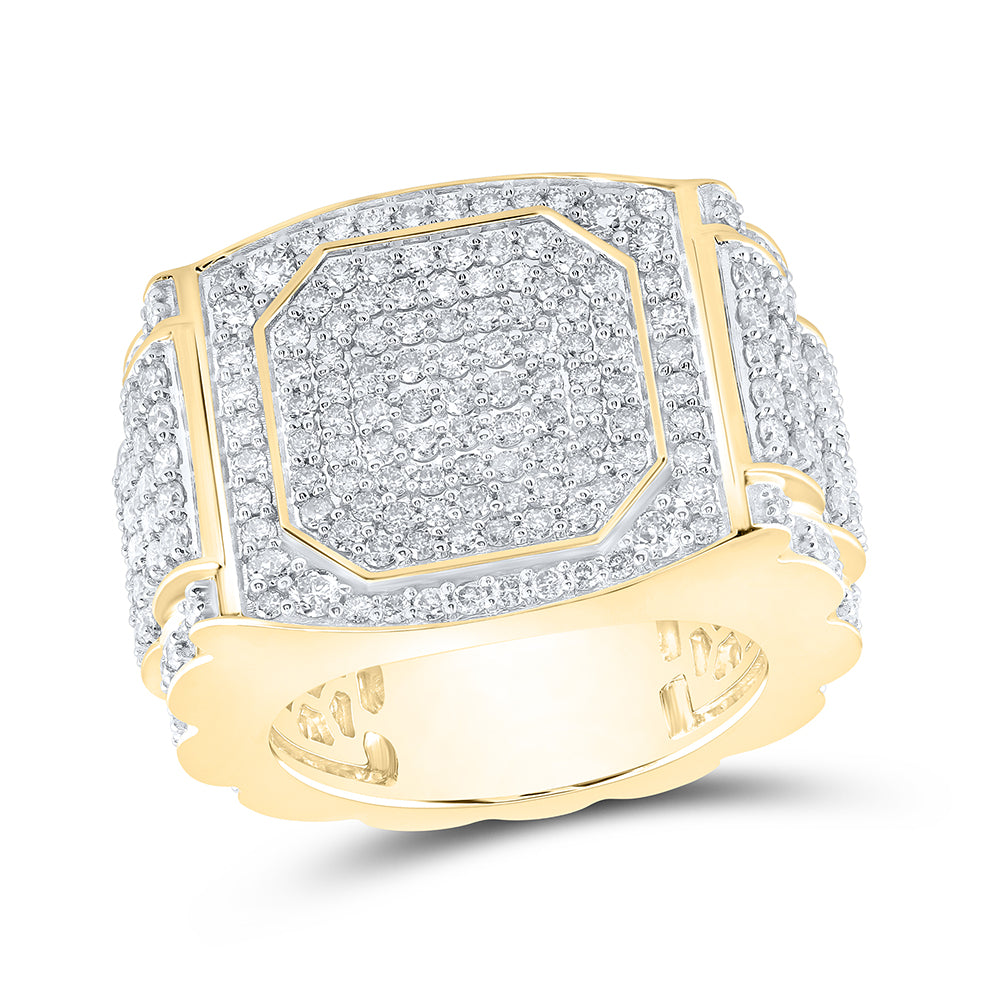 10kt Yellow Gold 3 1/2 Cttw Diamond Mens Ring, Men Size: 8-12