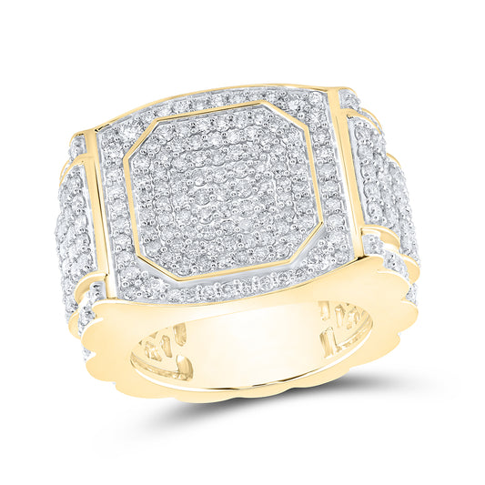10kt Yellow Gold 3 1/2 Cttw Diamond Mens Ring, Men Size: 8-12