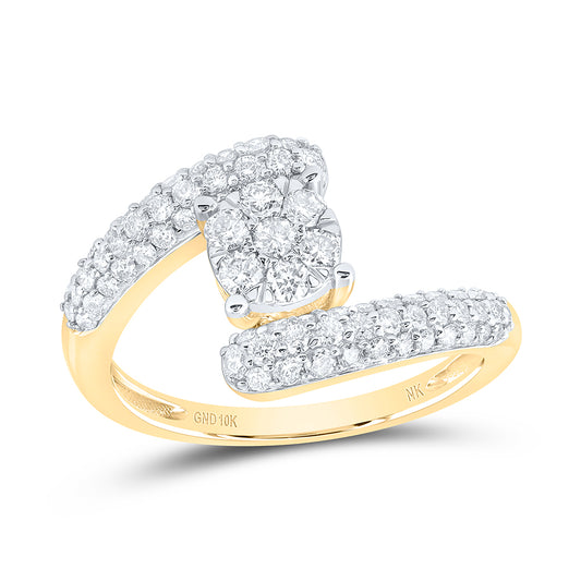 10kt Yellow Or White Gold Diamond Flower Wedding Engagement Anniversary Ring