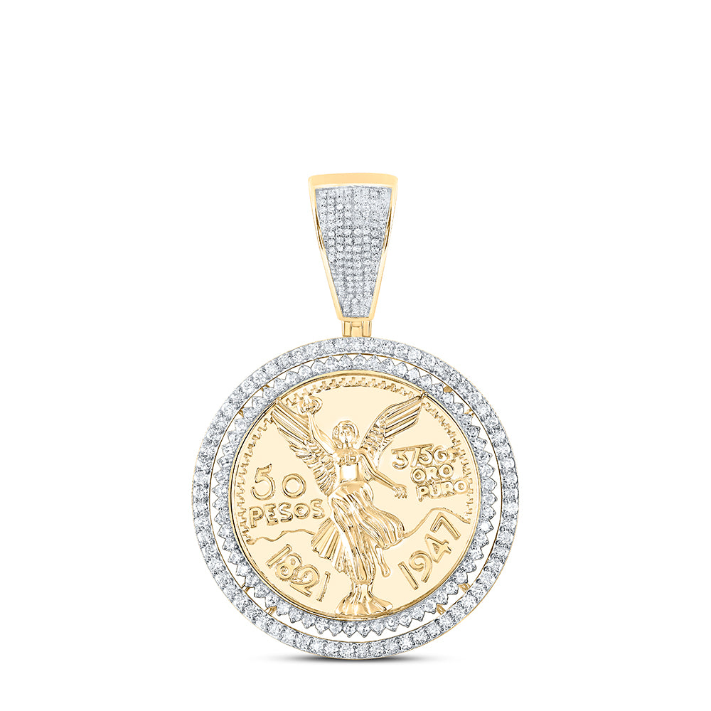 14kt Yellow Gold 1 7/8 Cttw Diamond Centenario Spinning Pendant