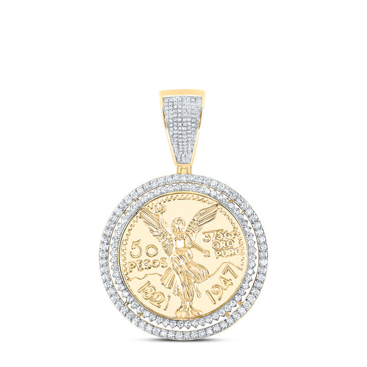14kt Yellow Gold 1 7/8 Cttw Diamond Centenario Spinning Pendant