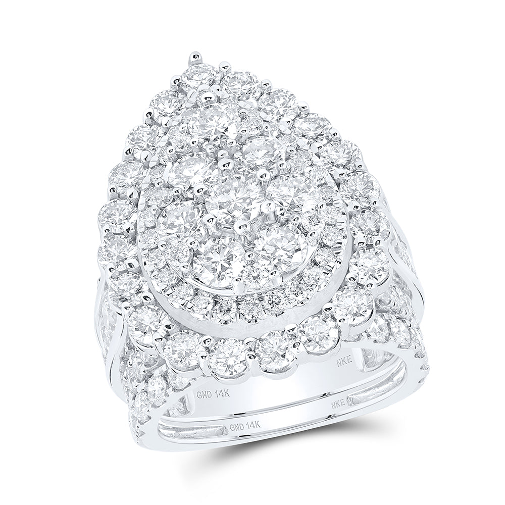 14kt White Gold 7 Cttw Diamond and 1/4 Cttw Nke Fashion Wedding Engagement Anniversary Bridal Set, Women Size: 5-9