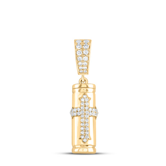 10kt Yellow Gold 3/8 Cttw Diamond Urn Mens Charm