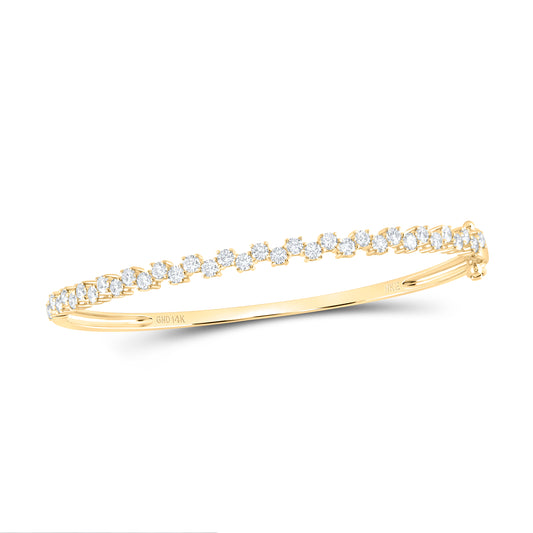 14K Yellow or White Gold 1 3/8 Ctw Diamond Fashion Bangle (54X45MM)