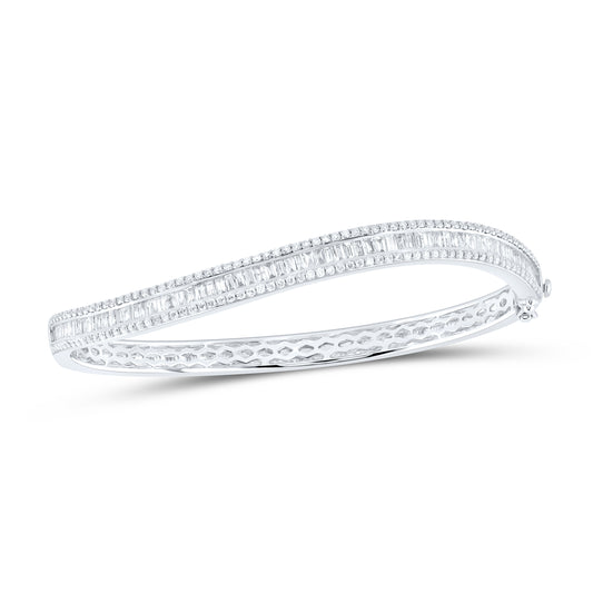14kt White Gold 2 1/3 Cttw Diamond Ana M Fashion Bangle (60x48mm)