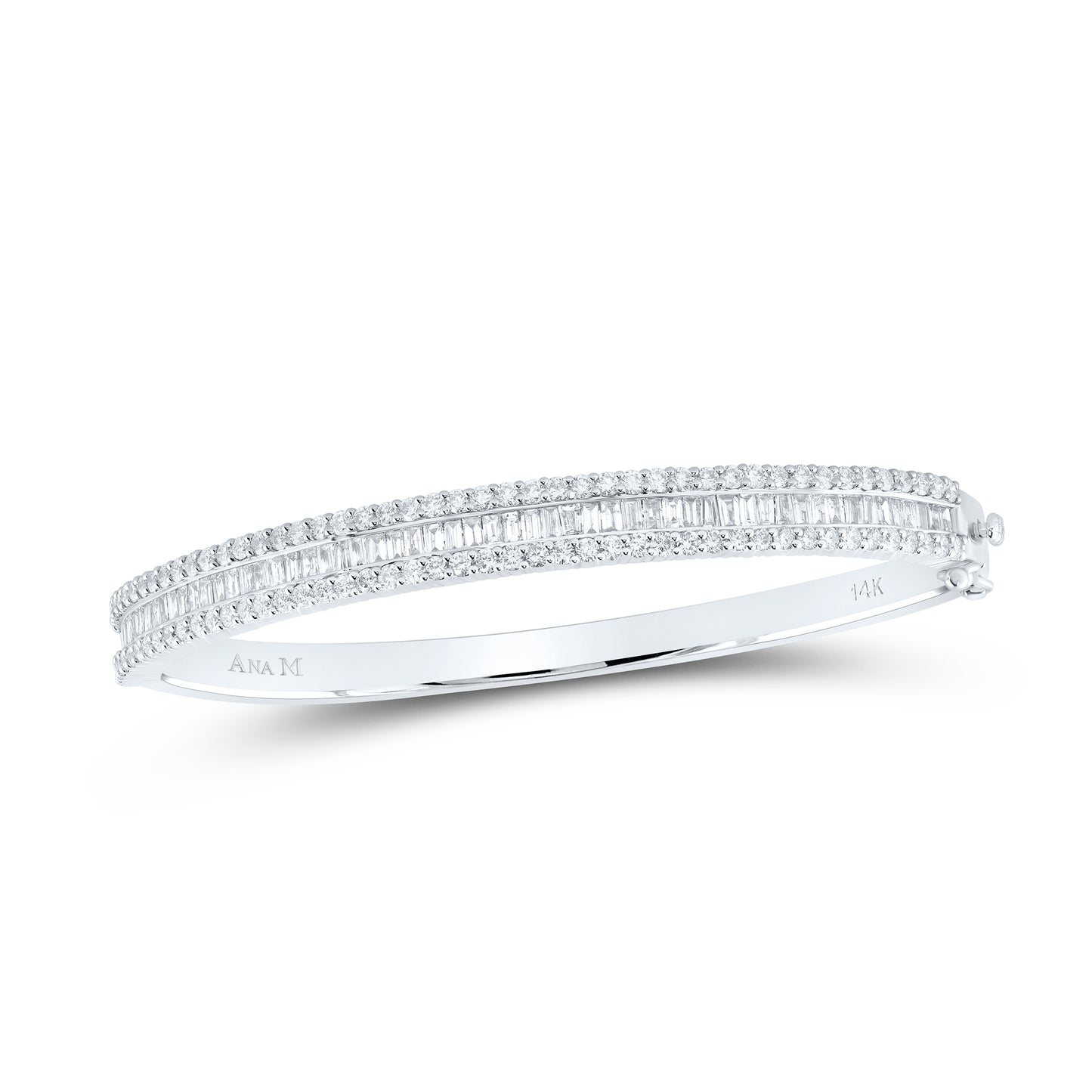 14kt White Gold 3 1/2 Cttw Diamond Ana M Fashion Bangle (60x48mm)