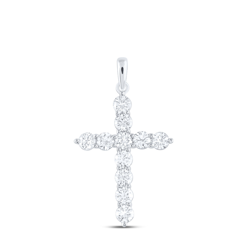 14kt White Gold 1 3/4 Cttw Diamond Ana M Fashion Cross Pendant