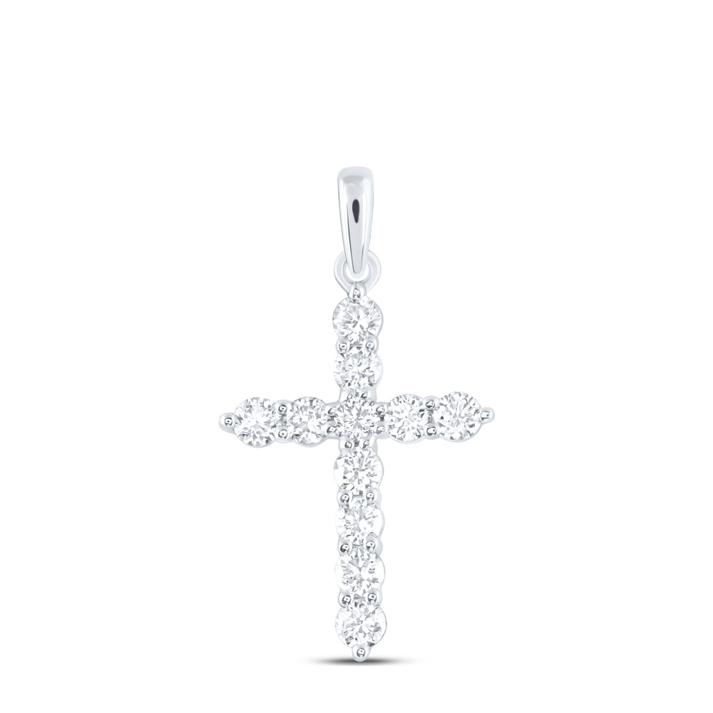 14kt White Gold 3/4 Cttw Diamond Ana M Cross Pendant