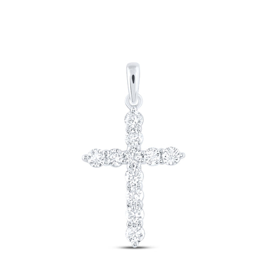 14kt White Gold 3/4 Cttw Diamond Ana M Cross Pendant
