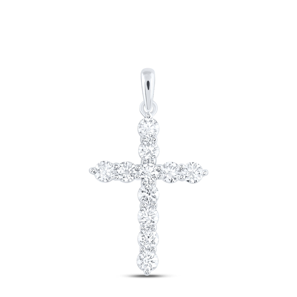 14kt White Gold 1 Cttw Diamond Ana M Cross Pendant