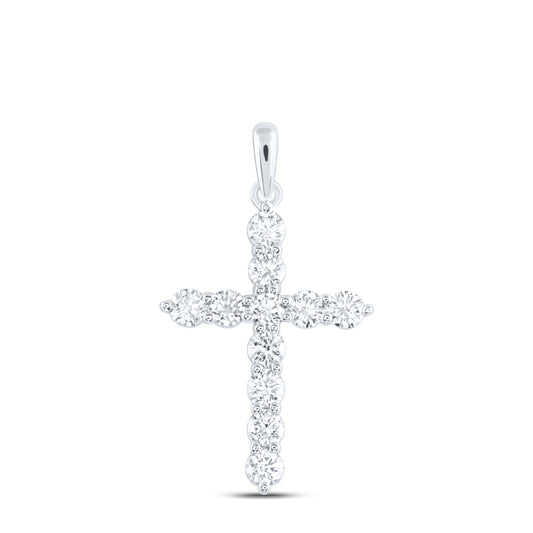 14kt White Gold 1 Cttw Diamond Ana M Cross Pendant