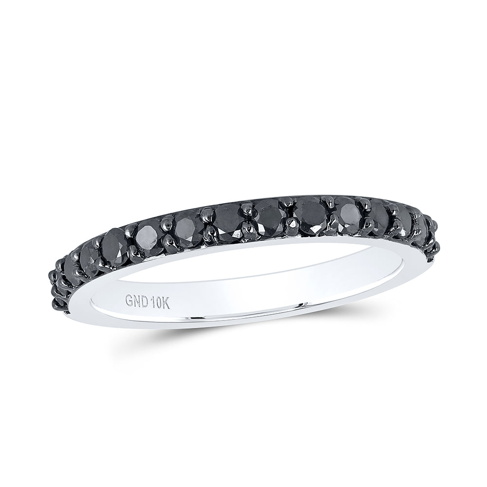 10kt White Gold 1/2 Cttw Diamond Black Bridal Wedding Engagement Anniversary Womens Band, Women Size: 5-9