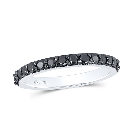 10kt White Gold 1/2 Cttw Diamond Black Bridal Wedding Engagement Anniversary Womens Band, Women Size: 5-9