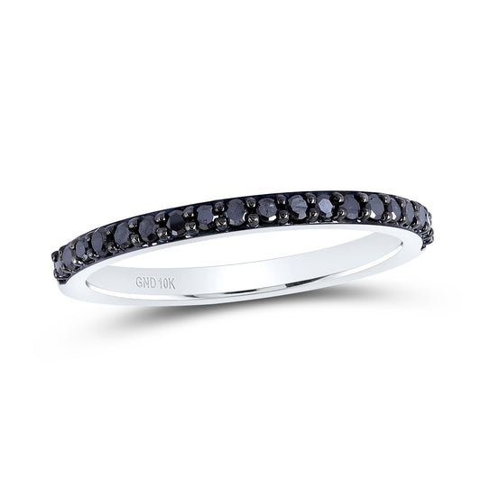 10kt White Gold 1/4 Cttw Diamond Black Bridal Wedding Engagement Anniversary Womens Band, Women Size: 5-9