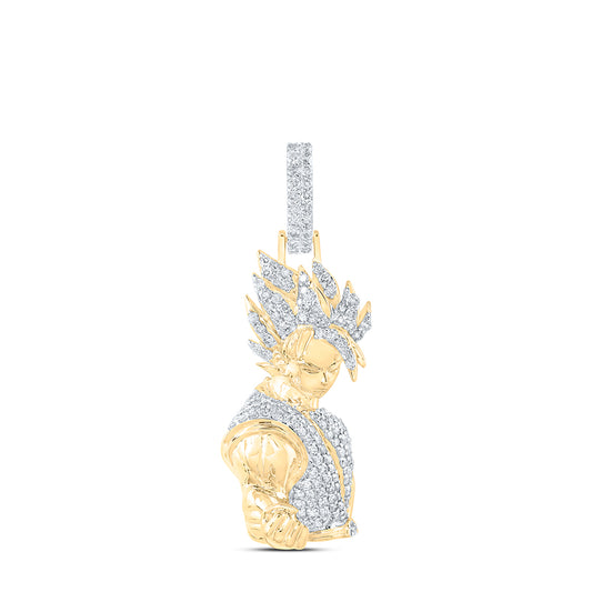 10kt Yellow Gold 1 5/8 Cttw Diamond Goku Mens Charm