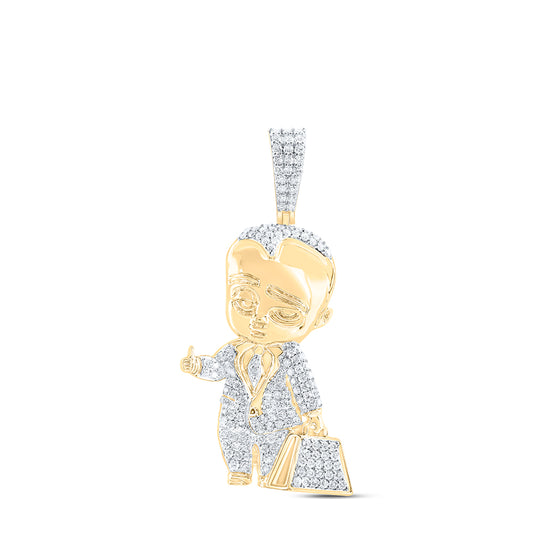 10kt Yellow Gold 1 1/2 Cttw  Diamond Baby Boss Mens Charm