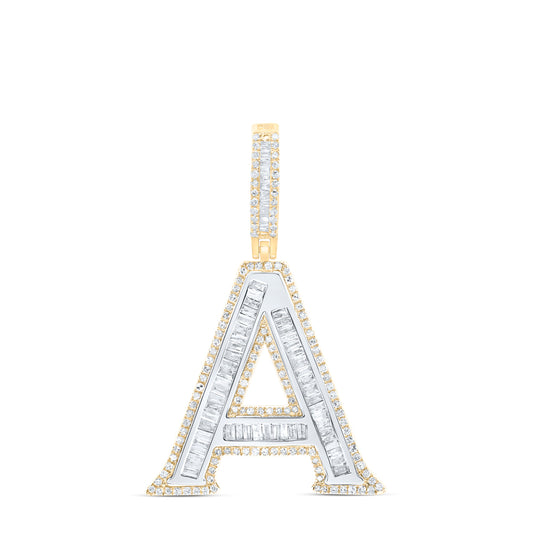 10k Yellow Gold Diamond Initial Mens Pendant