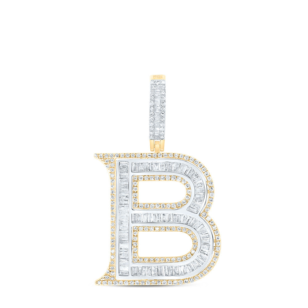 10k Yellow Gold Diamond Initial Mens Pendant