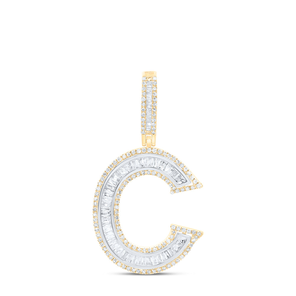 10k Yellow Gold Diamond Initial Mens Pendant