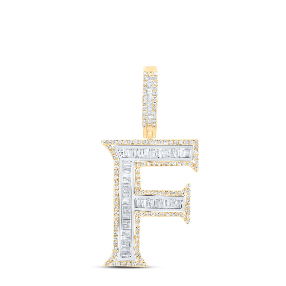 10k Yellow Gold Diamond Initial Mens Pendant