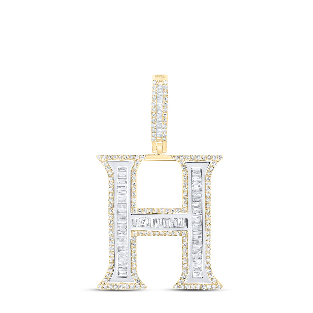 10k Yellow Gold Diamond Initial Mens Pendant