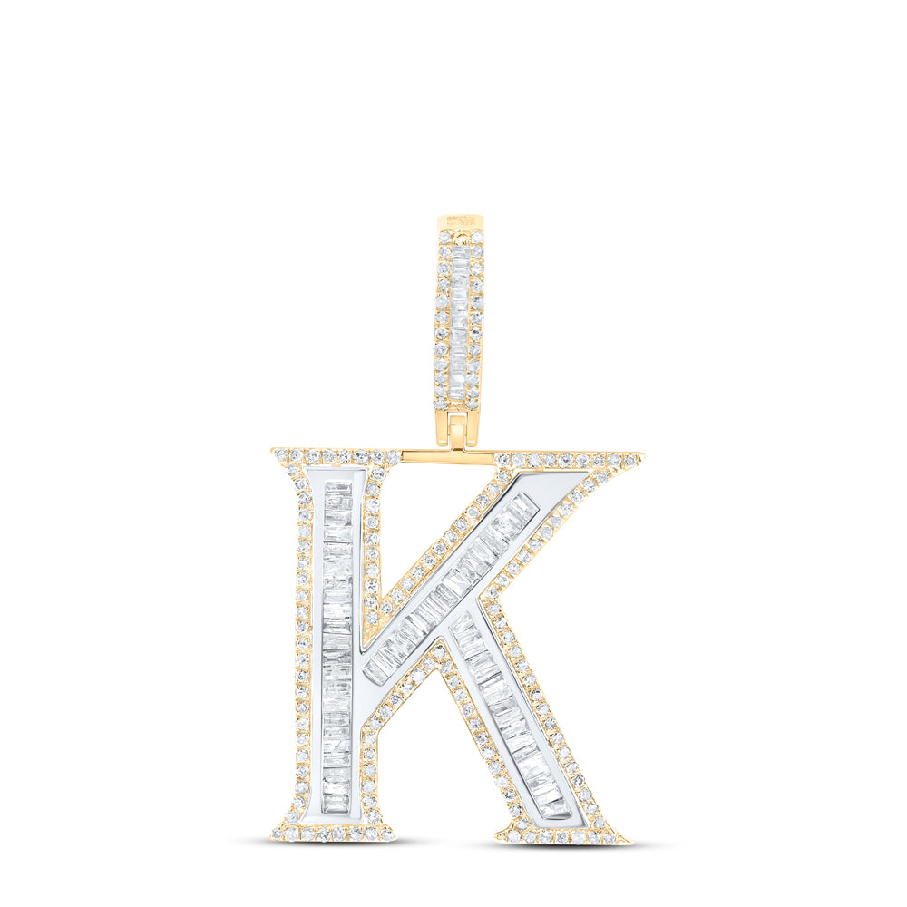 10k Yellow Gold Diamond Initial Mens Pendant